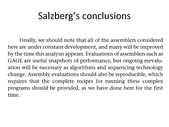 Salzberg’s conclusions 