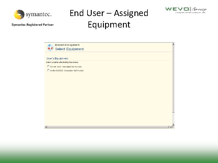 End User – Assigned Equipment 