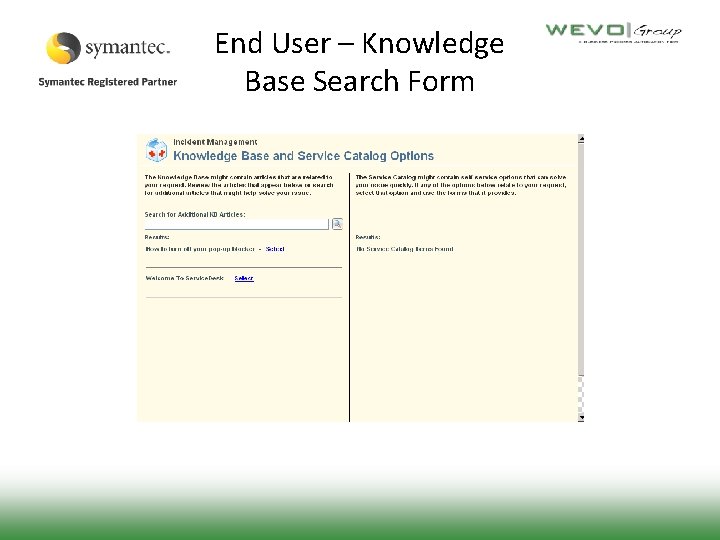 End User – Knowledge Base Search Form 