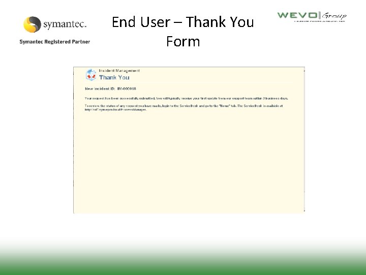 End User – Thank You Form 