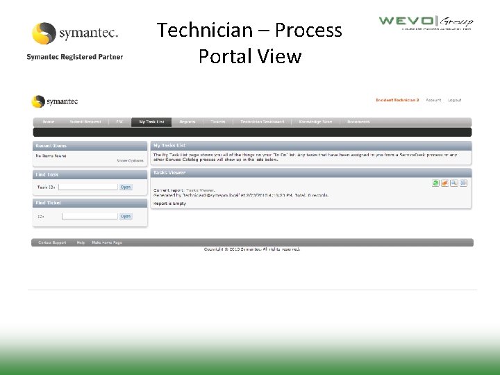 Technician – Process Portal View 