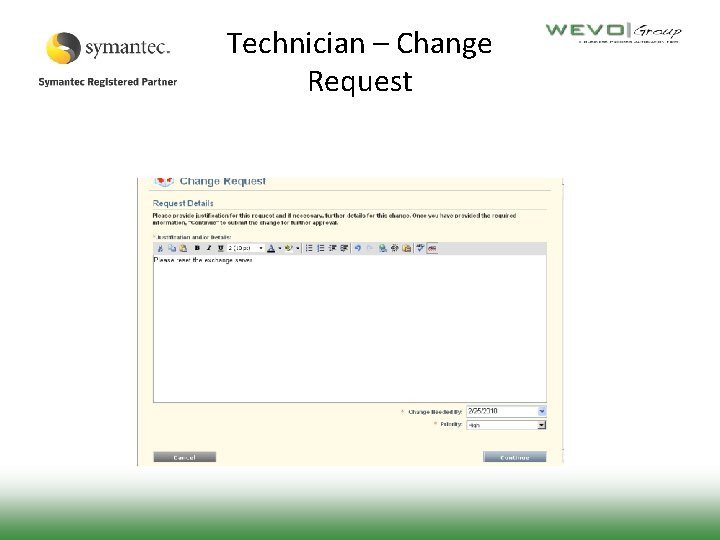 Technician – Change Request 