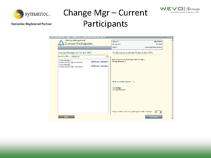 Change Mgr – Current Participants 