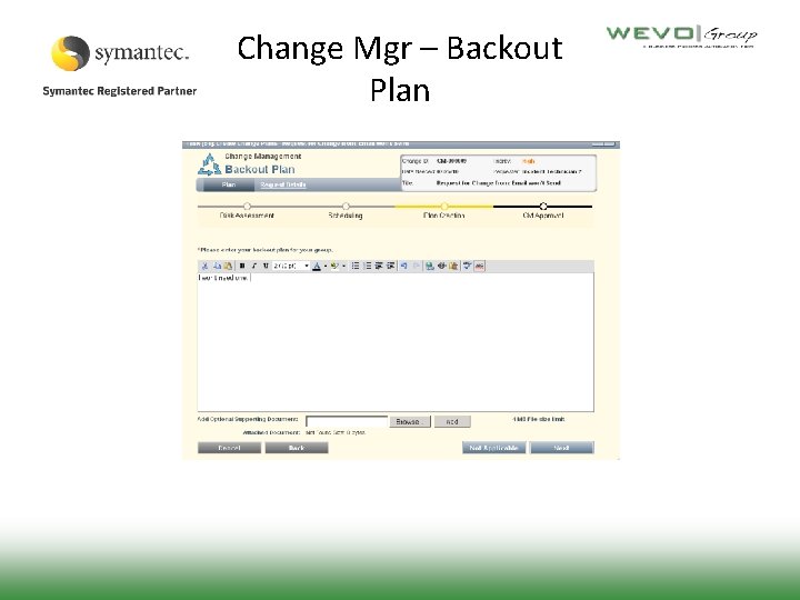 Change Mgr – Backout Plan 