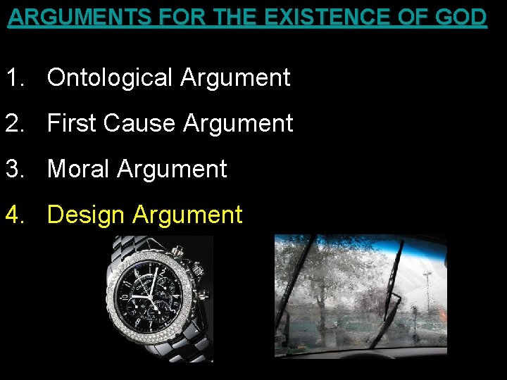 ARGUMENTS FOR THE EXISTENCE OF GOD 1. Ontological Argument 2. First Cause Argument 3.