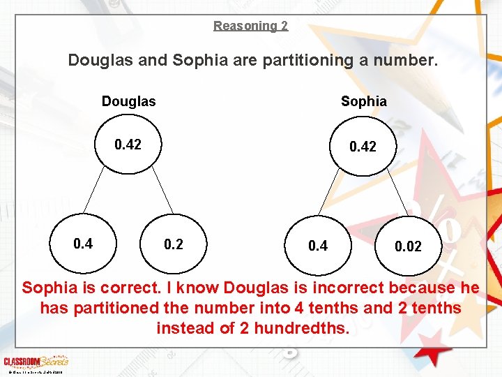 Reasoning 2 Douglas and Sophia are partitioning a number. 0. 4 Douglas Sophia 0.