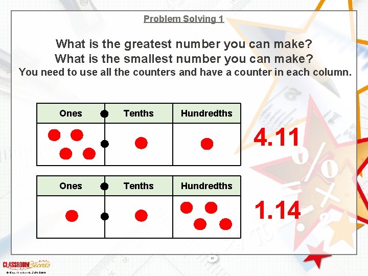 Problem Solving 1 What is the greatest number you can make? What is the
