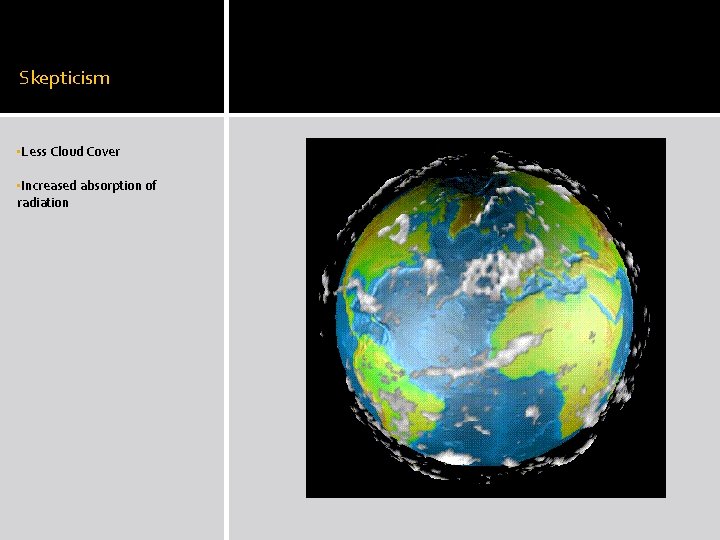 Skepticism • Less Cloud Cover • Increased absorption of radiation 