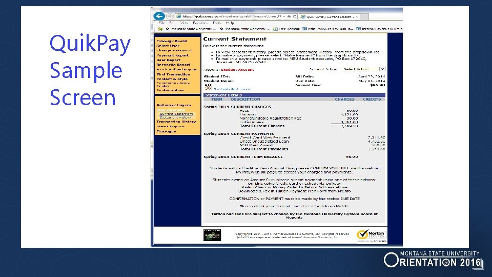 Quik. Pay Sample Screen Quik. Pay Sample Screen