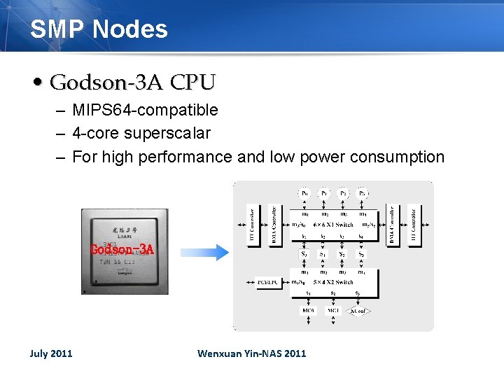 SMP Nodes • Godson-3 A CPU – MIPS 64 -compatible – 4 -core superscalar