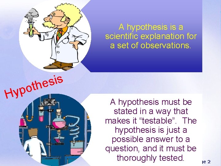 A hypothesis is a scientific explanation for a set of observations. o p y