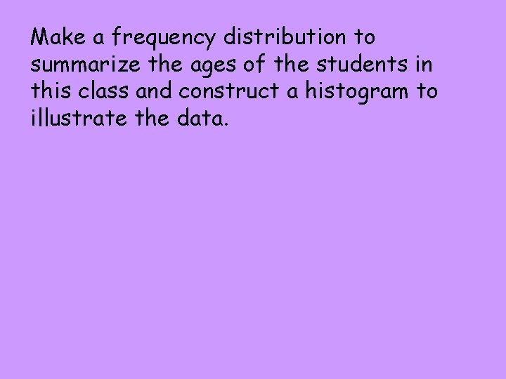 Make a frequency distribution to summarize the ages of the students in this class