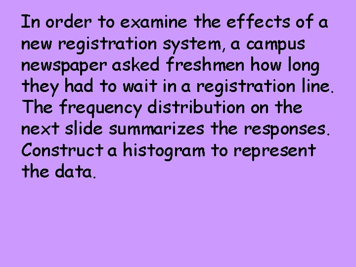 In order to examine the effects of a new registration system, a campus newspaper