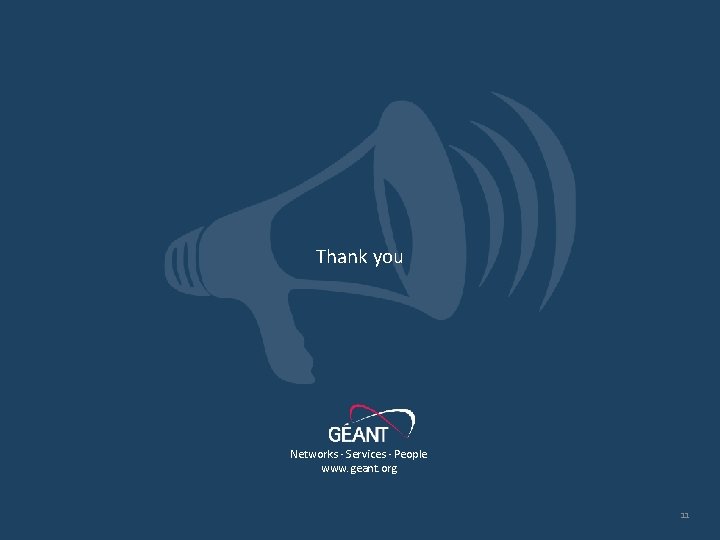 Thank you Networks ∙ Services ∙ People www. geant. org 11 