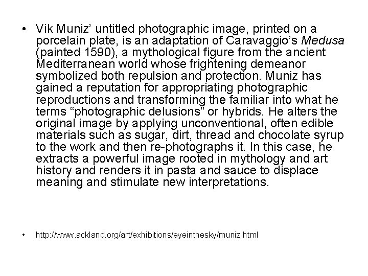  • Vik Muniz’ untitled photographic image, printed on a porcelain plate, is an