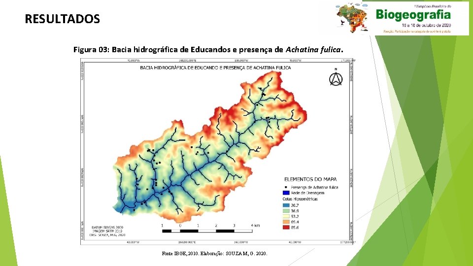 RESULTADOS Figura 03: Bacia hidrográfica de Educandos e presença de Achatina fulica. Fonte IBGE,