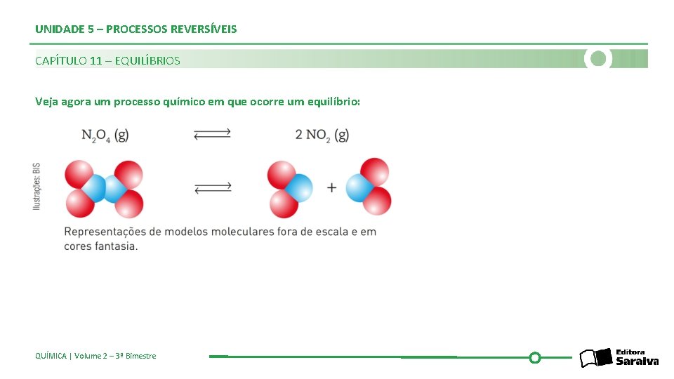 UNIDADE 5 – PROCESSOS REVERSÍVEIS CAPÍTULO 11 – EQUILÍBRIOS Veja agora um processo químico