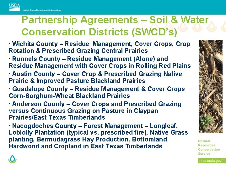 Partnership Agreements – Soil & Water Conservation Districts (SWCD’s) ∙ Wichita County – Residue