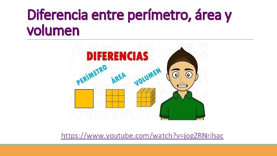 Diferencia entre perímetro, área y volumen https: //www. youtube. com/watch? v=jog. ZRNrihac 