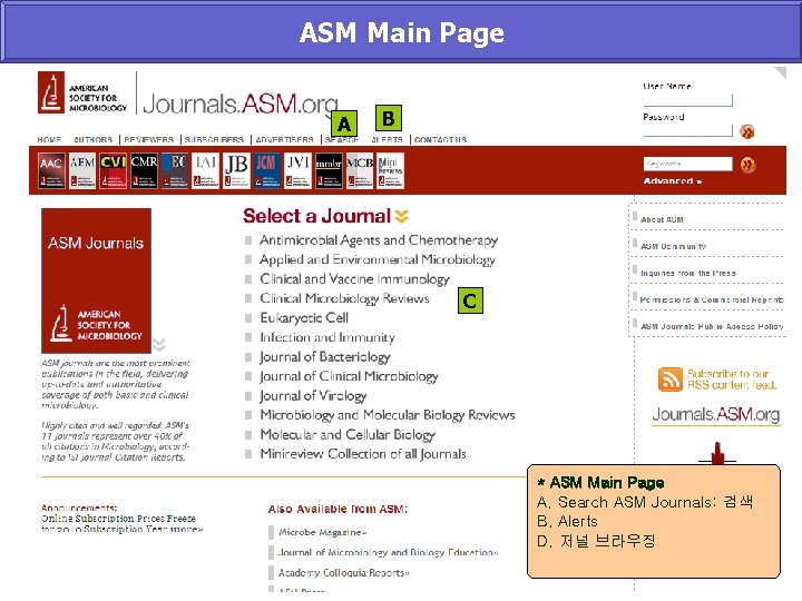 ASM Main Page A B C * ASM Main Page A. Search ASM Journals: