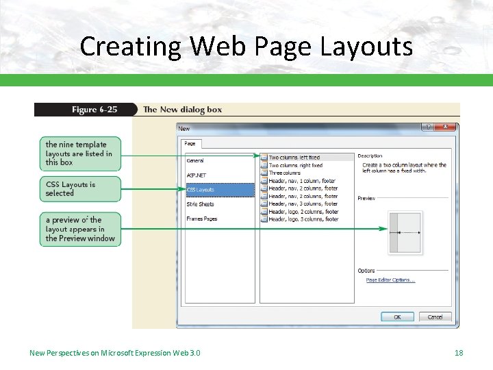 Creating Web Page Layouts New Perspectives on Microsoft Expression Web 3. 0 18 