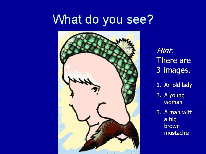 What do you see? Hint: There are 3 images. 1. An old lady 2.