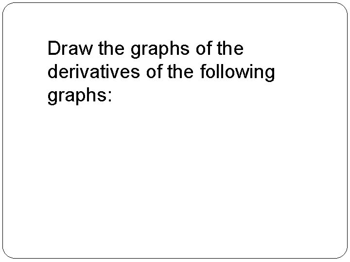 Draw the graphs of the derivatives of the following graphs: 