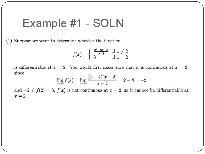 Example #1 - SOLN 
