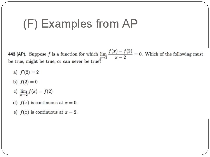 (F) Examples from AP 