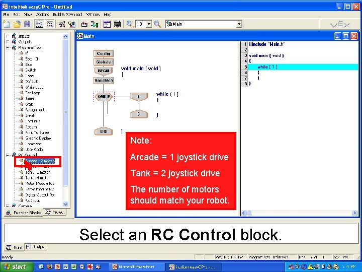 Note: Arcade = 1 joystick drive Tank = 2 joystick drive The number of