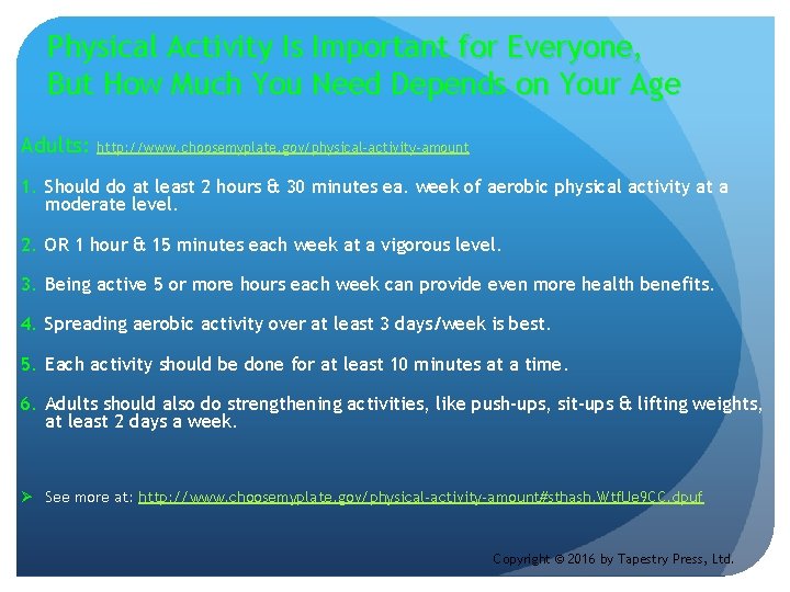 Physical Activity Is Important for Everyone, But How Much You Need Depends on Your