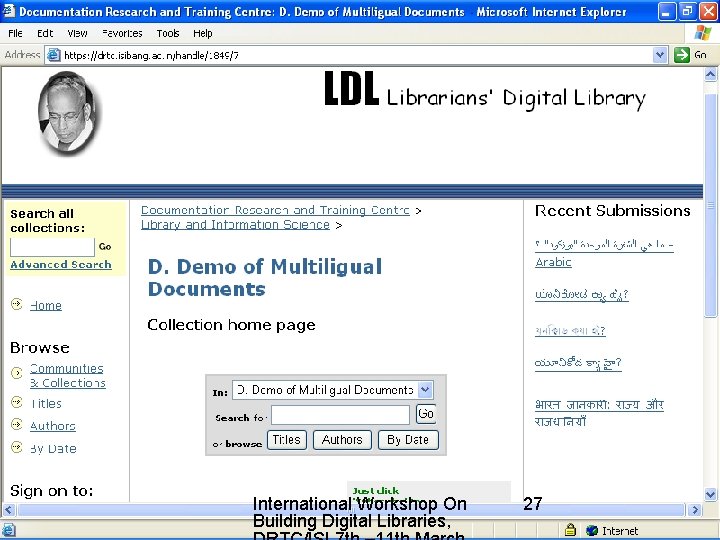 International Workshop On Building Digital Libraries, 27 