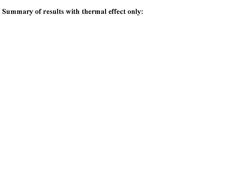 Summary of results with thermal effect only: 