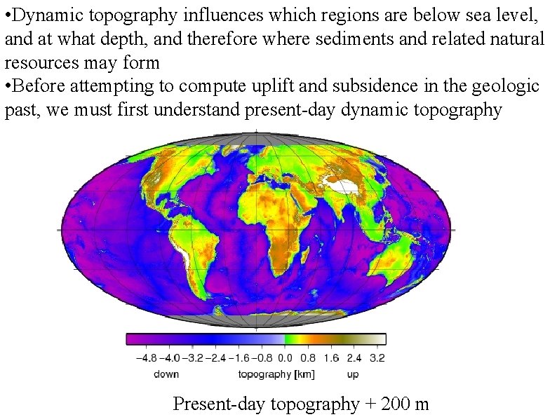  • Dynamic topography influences which regions are below sea level, and at what