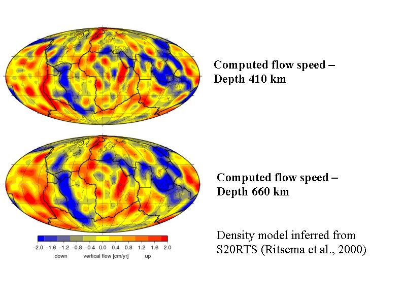 Computed flow speed – Depth 410 km Computed flow speed – Depth 660 km