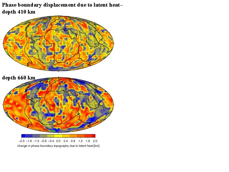 Phase boundary displacement due to latent heat– depth 410 km depth 660 km 