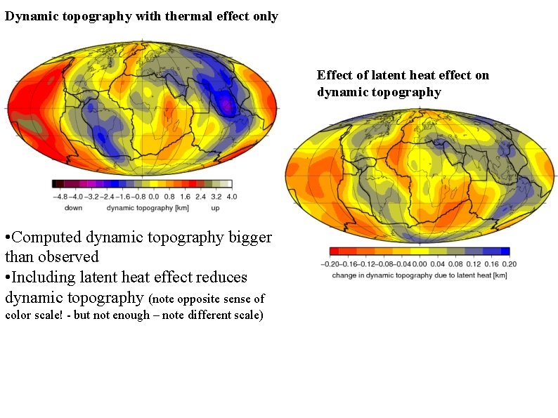 Dynamic topography with thermal effect only Effect of latent heat effect on dynamic topography