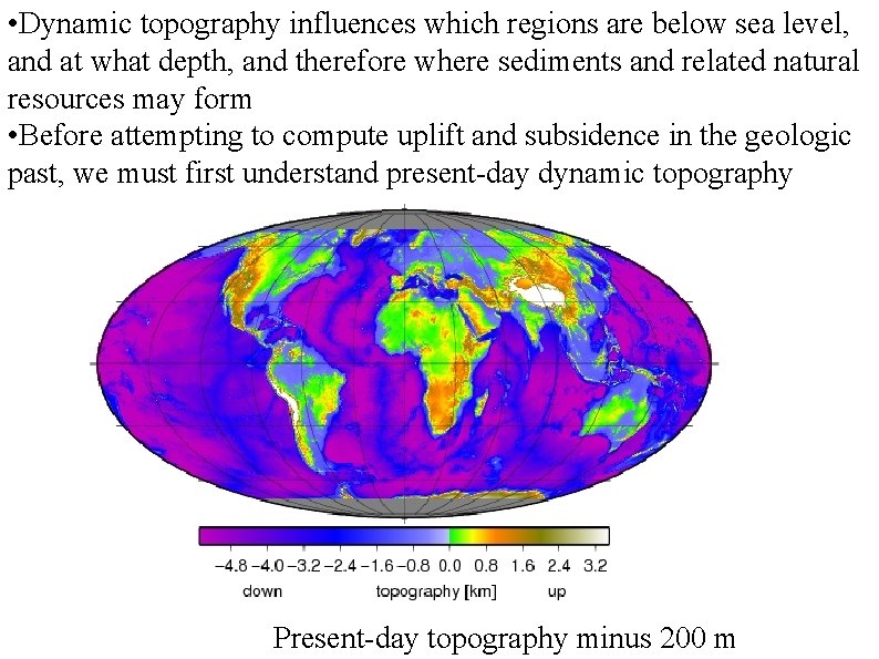  • Dynamic topography influences which regions are below sea level, and at what