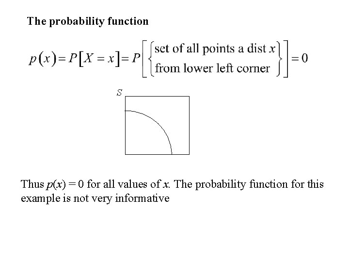 The probability function S Thus p(x) = 0 for all values of x. The