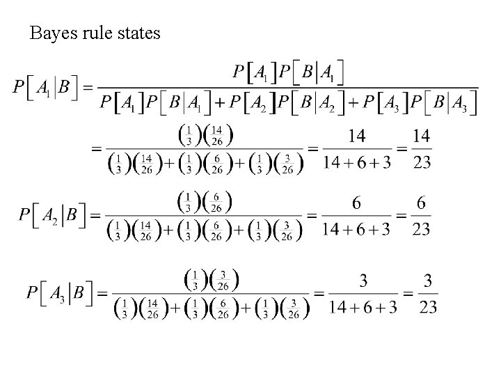 Bayes rule states 