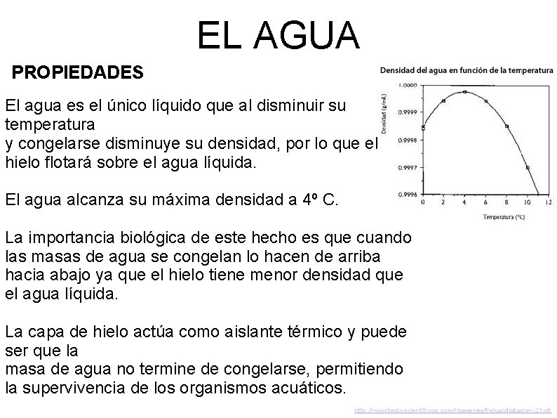 EL AGUA PROPIEDADES El agua es el único líquido que al disminuir su temperatura