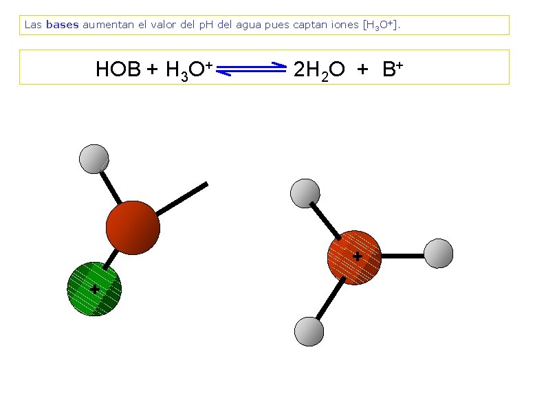Las bases aumentan el valor del p. H del agua pues captan iones [H
