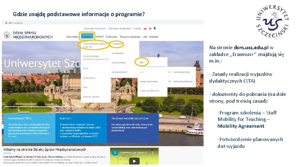 Gdzie znajdę podstawowe informacje o programie? Na stronie dsm. usz. edu. pl w zakładce