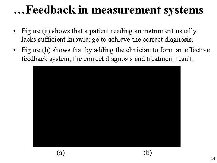 …Feedback in measurement systems • Figure (a) shows that a patient reading an instrument