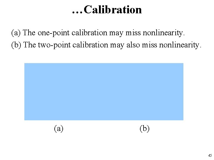 …Calibration (a) The one-point calibration may miss nonlinearity. (b) The two-point calibration may also
