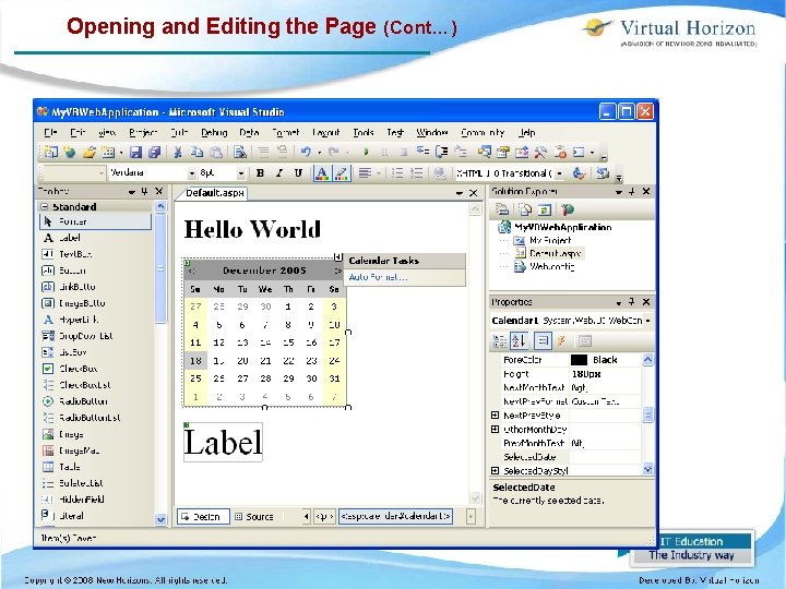 Opening and Editing the Page (Cont…) 