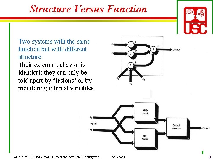 Structure Versus Function Two systems with the same function but with different structure: Their