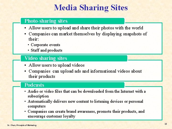 Media Sharing Sites Photo-sharing sites • Allow users to upload and share their photos