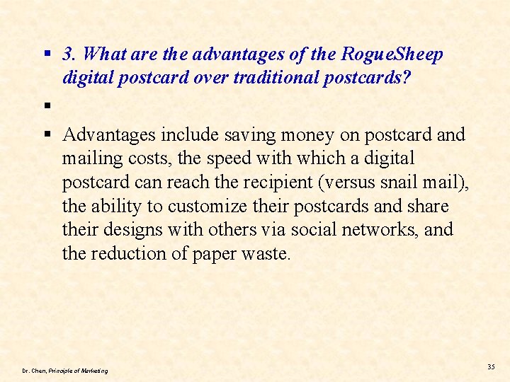 § 3. What are the advantages of the Rogue. Sheep digital postcard over traditional