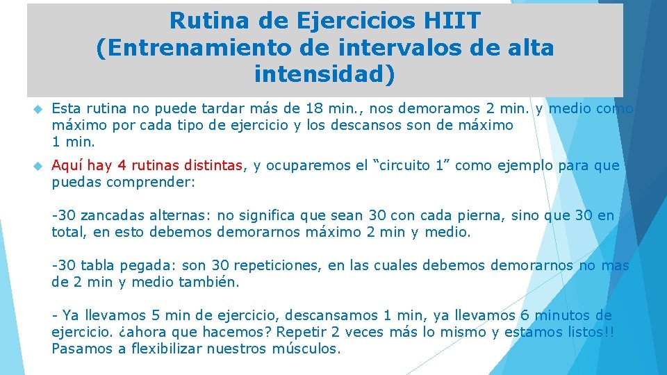 Rutina de Ejercicios HIIT (Entrenamiento de intervalos de alta intensidad) Esta rutina no puede